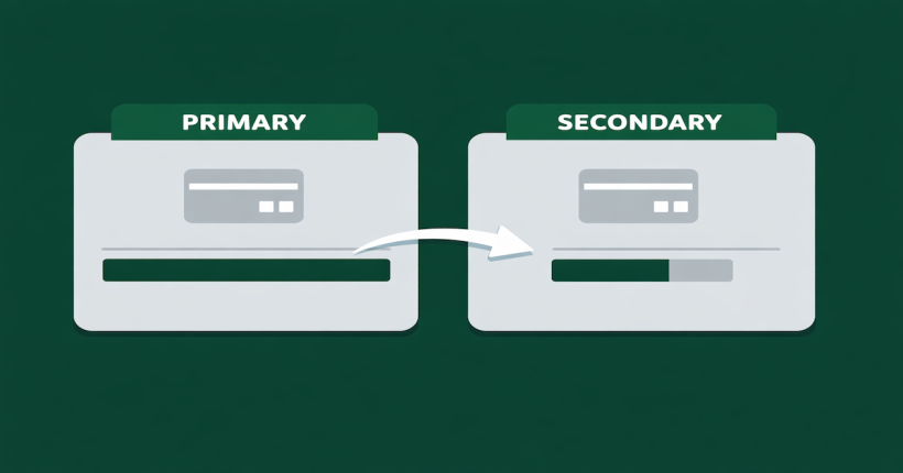 Illustrated diagram showing how an authorized user inherits credit history from a primary cardholder's account, represented by two credit profile cards connected by an arrow