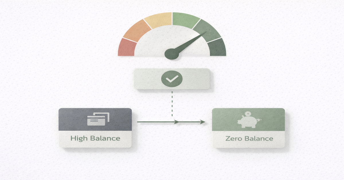 Illustration showing credit score dropping despite on-time payment, with statement close date capturing high utilization before payment is made