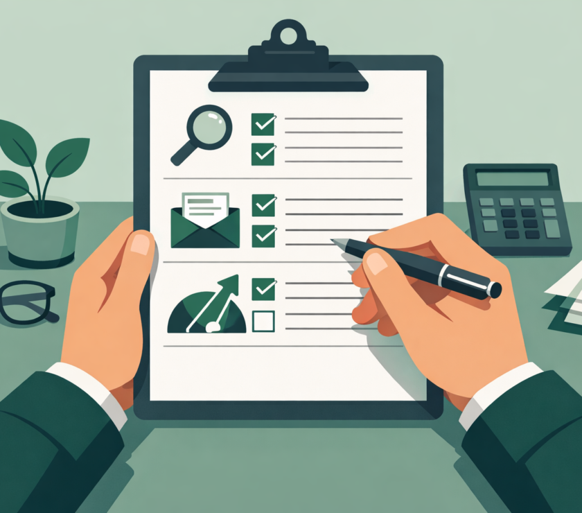 Illustration of a structured DIY credit repair checklist showing the phases of assessing, disputing, and rebuilding credit