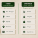 fixed vs variable expenses comparison showing organized budget categories