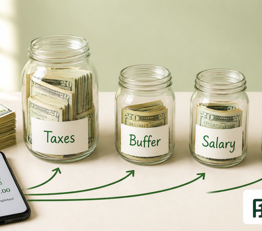 large irregular payment routing into taxes buffer salary and savings using multiple bank accounts