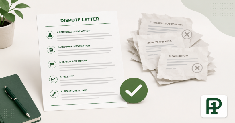 A structured credit dispute letter contrasted against rejected generic template letters