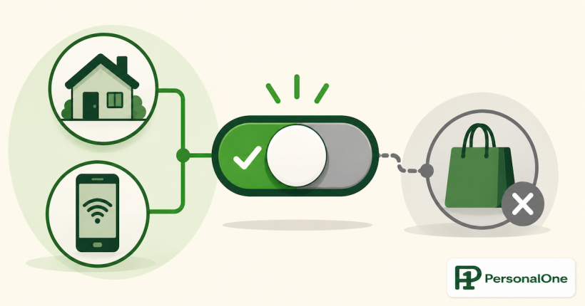 A toggle switch showing fixed expenses set to automatic and discretionary spending set to manual, representing what to automate versus keep manual